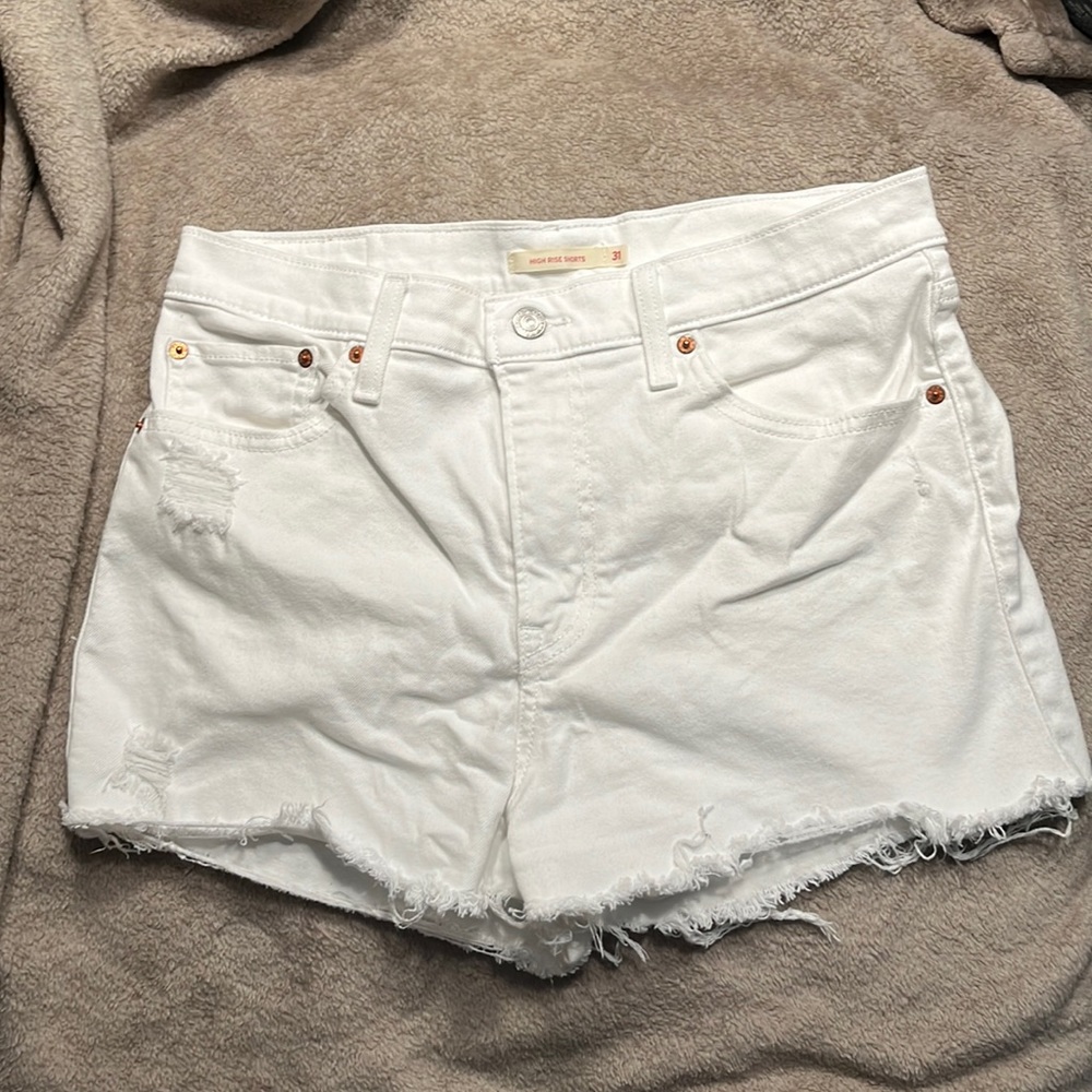 Levi’s High Rise Denim Shorts White